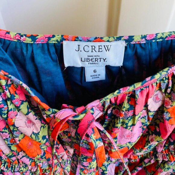 Jcrew x Liberty London Cinched-Waist Organic Cotton Mini Dress Size 6 - Picture 5 of 7